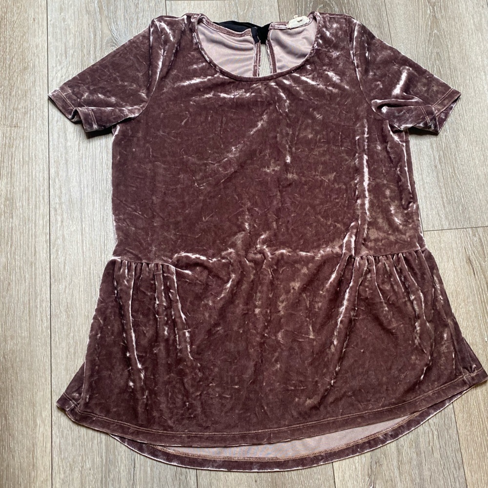 Pleione Anthropologie Women’s Velvet Blouse Short Sleeve Size Small